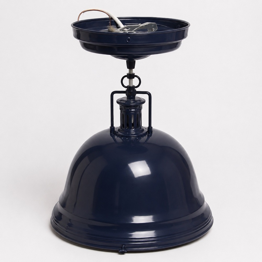 Pottery Barn Kids Flush Mount Light Kids Navy Blue Industrial Bell Ceiling Lamp
